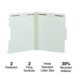 Staples® 60% Recycled Classification Folder, 3" Expansion, Letter Size, Light Green, 25/Box (TR18354)