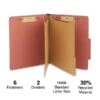 Staples® 60% Recycled Pressboard Classification Folder, 2-Divider, 2.5" Expansion, Letter Size, Brick Red, 20/Box (TR614615)