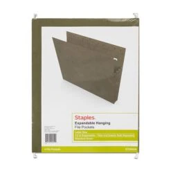 Staples Hanging File Pocket, 3 1/2" Expansion, Letter Size, Standard Green, 4/Pack (TR260828) -Esseltela Shop s1227688 s7