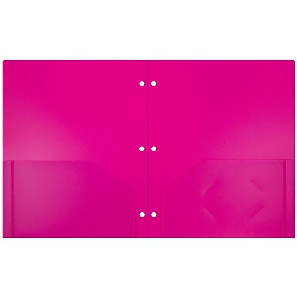 JAM Paper Heavy Duty Plastic 3-Hole Punched 2 Pocket School Folders, Assorted Fashion Colors, 6/Pack (383HHPFassrt) 4 JAM Paper Heavy Duty Plastic 3-Hole Punched 2 Pocket School Folders, Assorted Fashion Colors, 6/Pack (383HHPFassrt) - Image 2