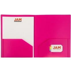 JAM Paper Heavy Duty Plastic Two-Pocket School Folders, Assorted Fashion Colors, 6/Pack (383HFASSRT) -Esseltela Shop sp105848675 s7