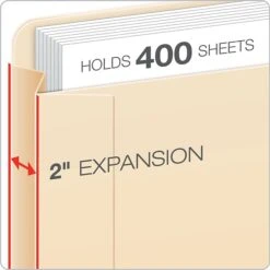 Pendaflex Reinforced File Jacket, 2" Expansion, Letter Size, Manila, 50/Box (22025EE)