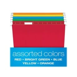 Pendaflex Recycled Hanging File Folders, 1/5-Cut, Letter Size, Assorted Colors, 25/Box (PFX 81663)