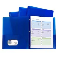 C-Line Heavy Duty 2-Pocket Portfolio Folder With Fasteners, Blue, 10/Pack, 2 Packs/Bundle (CLI32965-2)