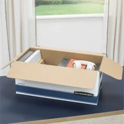 Bankers Box Stor/File™ Medium-Duty FastFold File Storage Boxes, String & Button, Letter Size, White/Blue, 20/Carton (0070409) -Esseltela Shop sp165492541 s7