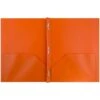 JAM Paper Plastic POP 2-Pocket Folders With Metal Prong Fastener, Orange, 6/Carton (382ECORD) -Esseltela Shop sp170186351 s7