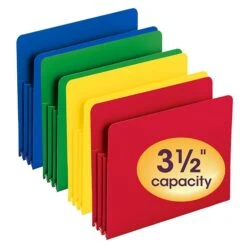 Smead Heavy Duty Poly File Pockets, 3-1/2" Expansion, Letter Size, Assorted Colors, 4/Box (73500) -Esseltela Shop sp173280255 s7