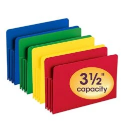 Smead Heavy Duty Poly File Pockets, 3.5" Expansion, Legal Size, Assorted, 4/Box (73550) -Esseltela Shop sp173280355 s7