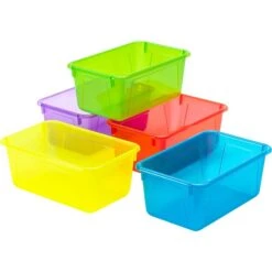 Storex Plastic Small Cubby Bins, X 7.8" X 12.2", Assorted Andy, 5/Carton (62490U05C)