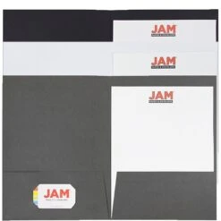 JAM Paper® Linen Two Pocket Folders, Assorted Business Colors, 6/Pack (24365119)