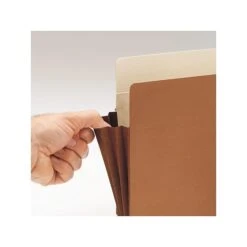 Smead End Tab Pocket, Reinforced Straight-Cut Tab, 5.25 Expansion, XL Legal, Redrope With Dark Brown Gusset, 10/Box (74691)