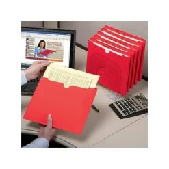 Smead File Jacket, Reinforced Straight-Cut Tab, Flat-No Expansion, Letter Size, Red, 100/Box (75509) -Esseltela Shop sp37069489 s7