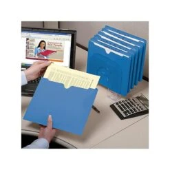 Smead Paper Stock File Jackets, Reinforced Straight Cut Tab, Letter Size, Blue, 100/Box (75502) -Esseltela Shop sp38714960 s7