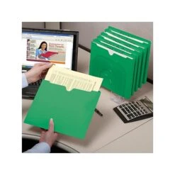 Smead Reinforced File Jackets, Reinforced Straight Cut Tab, Letter Size, Green, 100/Box (75503) -Esseltela Shop sp38714972 s7
