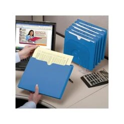 Smead Paper Stock File Jackets, Reinforced Straight Cut Tab, 2" Expansion, Letter Size, Blue, 50/Box (75562) -Esseltela Shop sp38714990 s7