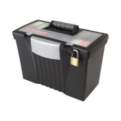 Storex File Storage Box With Organizer Lid, Letter/Legal Size, Black (61510U01C)