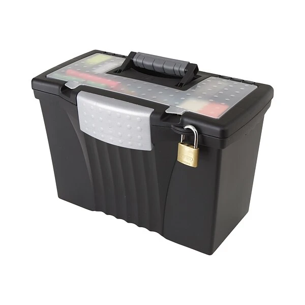 Storex File Storage Box With Organizer Lid, Letter/Legal Size, Black (61510U01C) 3 Storex File Storage Box With Organizer Lid, Letter/Legal Size, Black (61510U01C)