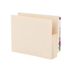 Smead End Tab File Pocket, Reinforced Straight-Cut Tab, 3.5" Expansion, Manila Gusset, Letter Size, Manila, 25/Box (75124)