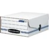 Bankers Box Liberty Binder-Pak Corrugated File Storage Box, Snap Closure, Check & Voucher Size, White/Blue (48110)