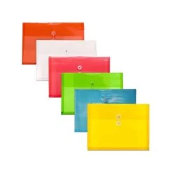 JAM Paper Poly Envelopes With Button & String Tie Closure , 1" Expansion, Legal Size, Assorted Colors, 6/Pack (219B1RLIGBYORCL)