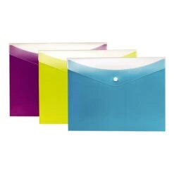 Pendaflex Dual-Pocket Snap Envelopes, Letter Size, Assorted Colors, 3/Pack (PFX 95569)