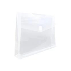 JAM Paper Poly Envelope With Hook & Loop Closure, 2" Expansion, Letter Size, Clear, 12/Pack (218V2CL)