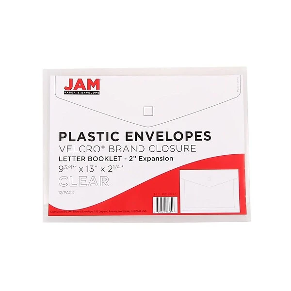 JAM Paper Poly Envelope With Hook & Loop Closure, 2" Expansion, Letter Size, Clear, 12/Pack (218V2CL) 6 JAM Paper Poly Envelope With Hook & Loop Closure, 2" Expansion, Letter Size, Clear, 12/Pack (218V2CL) - Image 4