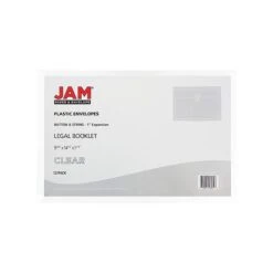 JAM Paper Poly Envelope With Button & String Tie Closure, 1" Expansion, Legal Size, Clear, 12/Pack (219B1CL) -Esseltela Shop sp42125166 s7