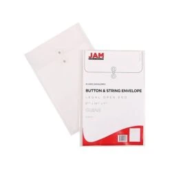 JAM Paper® Plastic Envelopes With Button And String Tie Closure, Legal Size, Clear, 12/Pack (119B1CL) -Esseltela Shop sp42125179 s7