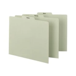 Smead File Guides, Jan-Dec Index, Straight Cut, Letter Size, Gray/Green, 12/Set (50365)