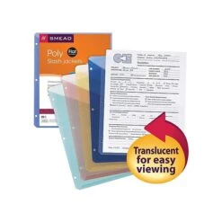 Smead Organized Up Poly Binder Pockets, 3-Hole Punched, Assorted Colors, 5/Pack (89505) -Esseltela Shop sp42186546 s7