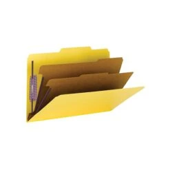 Smead Pressboard Classification Folders With SafeSHIELD Fasteners, 2" Expansion, Legal Size, 2 Dividers, Yellow, 10/Box (19034) -Esseltela Shop sp42716656 s7