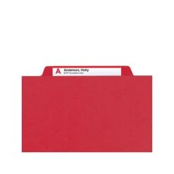 Smead Pressboard Classification Folders With SafeSHIELD Fasteners, Legal Size, 2 Dividers, Bright Red, 10/Box (19031)