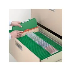 Smead Pressboard Classification Folders With SafeSHIELD Fasteners, 2" Expansion, Legal Size, 2 Dividers, Green, 10/Box (19033)