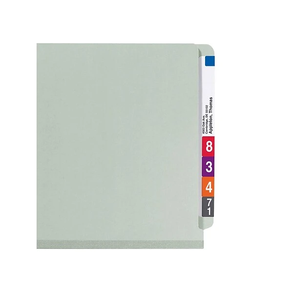 Smead End Tab Pressboard Classification Folders With SafeSHIELD Fasteners, Letter Size, 3 Dividers, Gray/Green, 10/Box (26820) 6 Smead End Tab Pressboard Classification Folders With SafeSHIELD Fasteners, Letter Size, 3 Dividers, Gray/Green, 10/Box (26820) - Image 4