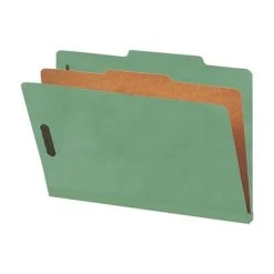 Smead Pressboard Classification Folders With SafeSHIELD Fasteners, 2" Expansion, Legal Size, 1 Divider, Green, 10/Box (18733)