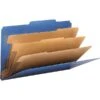 Smead Pressboard Classification Folders With SafeSHIELD Fasteners, Legal Size, 3 Dividers, Dark Blue, 10/Box (19096)