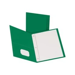 Oxford 2-Pocket Portfolio Folder With Fasteners, Hunter Green, 25/Box (OXF 57756)