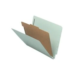 Smead End Tab Pressboard Classification Folders With SafeSHIELD Fasteners, Legal Size, 1 Divider, Gray/Green, 10/Box (29800) -Esseltela Shop sp42803746 s7