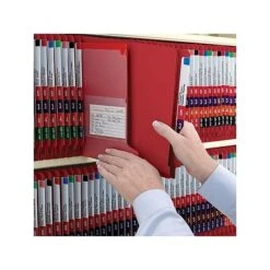 Smead End Tab Pressboard Classification Folders With SafeSHIELD Fasteners, Letter Size, Bright Red, 10/Box (26783)