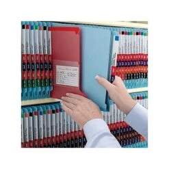 Smead End Tab Pressboard Classification Folders With SafeSHIELD Fasteners, Letter Size, Blue, 10/Box (26781)