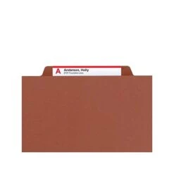 Smead Pressboard Classification Folders With SafeSHIELD Fasteners, 2" Expansion, Legal Size, 1 Divider, Red, 10/Box (18775) -Esseltela Shop sp42803931 s7