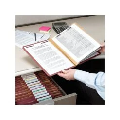 Smead Pressboard Classification Folders, 2" Expansion, Legal Size, 2 Dividers, Red, 10/Box (19075)