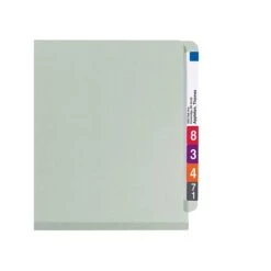 Smead End Tab Pressboard Classification Folders With SafeSHIELD Fasteners, Letter Size, 2 Dividers, Gray/Green, 10/Box (26810) -Esseltela Shop sp42803948 s7