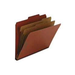 Smead 100% Recycled Pressboard Classification Folders, 2" Expansion, Letter Size, 2 Dividers, Red, 10/Box (14024)