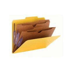 Smead Pressboard Classification Folders With SafeSHIELD Fasteners, 2" Expansion, Letter Size, 2 Dividers, Yellow, 10/Box (14084) -Esseltela Shop sp43803062 s7