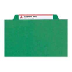 Smead 100% Recycled Pressboard Classification Folders, 2/5-Cut Tab, Letter Size, 2 Dividers, Green, 10/Box (14063) -Esseltela Shop sp43803645 s7