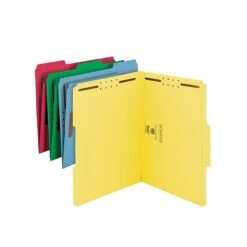 Smead Fastener File Folders, 2 Fasteners, Reinforced 1/3-Cut Tab, Letter Size, Assorted Colors, 50/Box (11975)