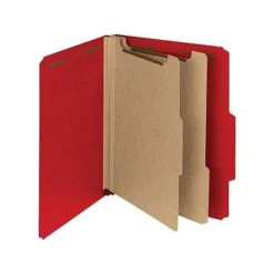 Smead Recycled Heavy Duty Pressboard Classification Folder, 2-Dividers, 2" Expansion, Letter Size, Bright Red, 10/Box (14061)