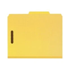 Smead Recycled Heavy Duty Pressboard Classification Folder, 2-Dividers, 2" Expansion, Letter Size, Yellow, 10/Box (14064)
